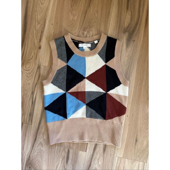 Chinti And Parker Geometric Cashmere Tank Sweater Knit Vest Size M - Picture 2 of 9